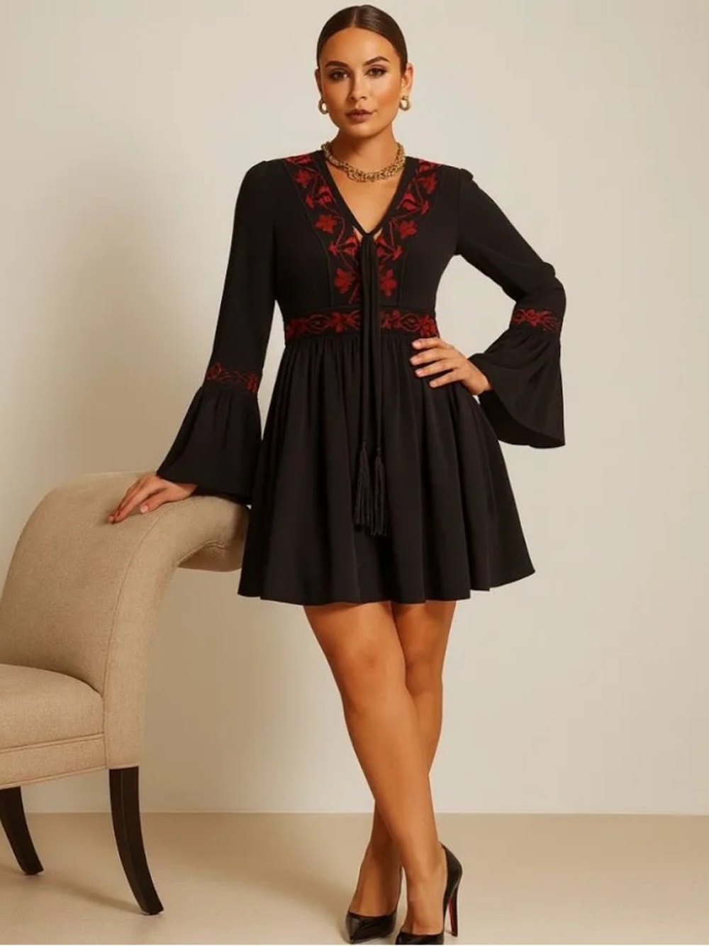 ✨NWT Cinq Sept Zane Embroidered Silk Mini Dress